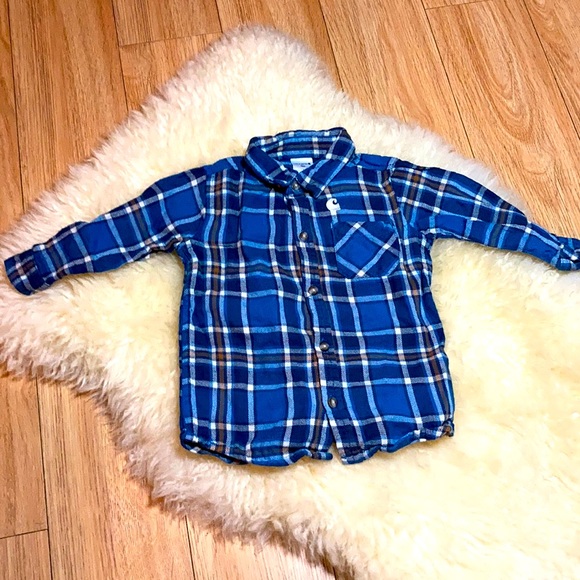 Carhartt Other - Carhartt 9M blue plaid button up shirt